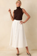 Countryside Charm 100% Cotton Ivory Midi Skirt
