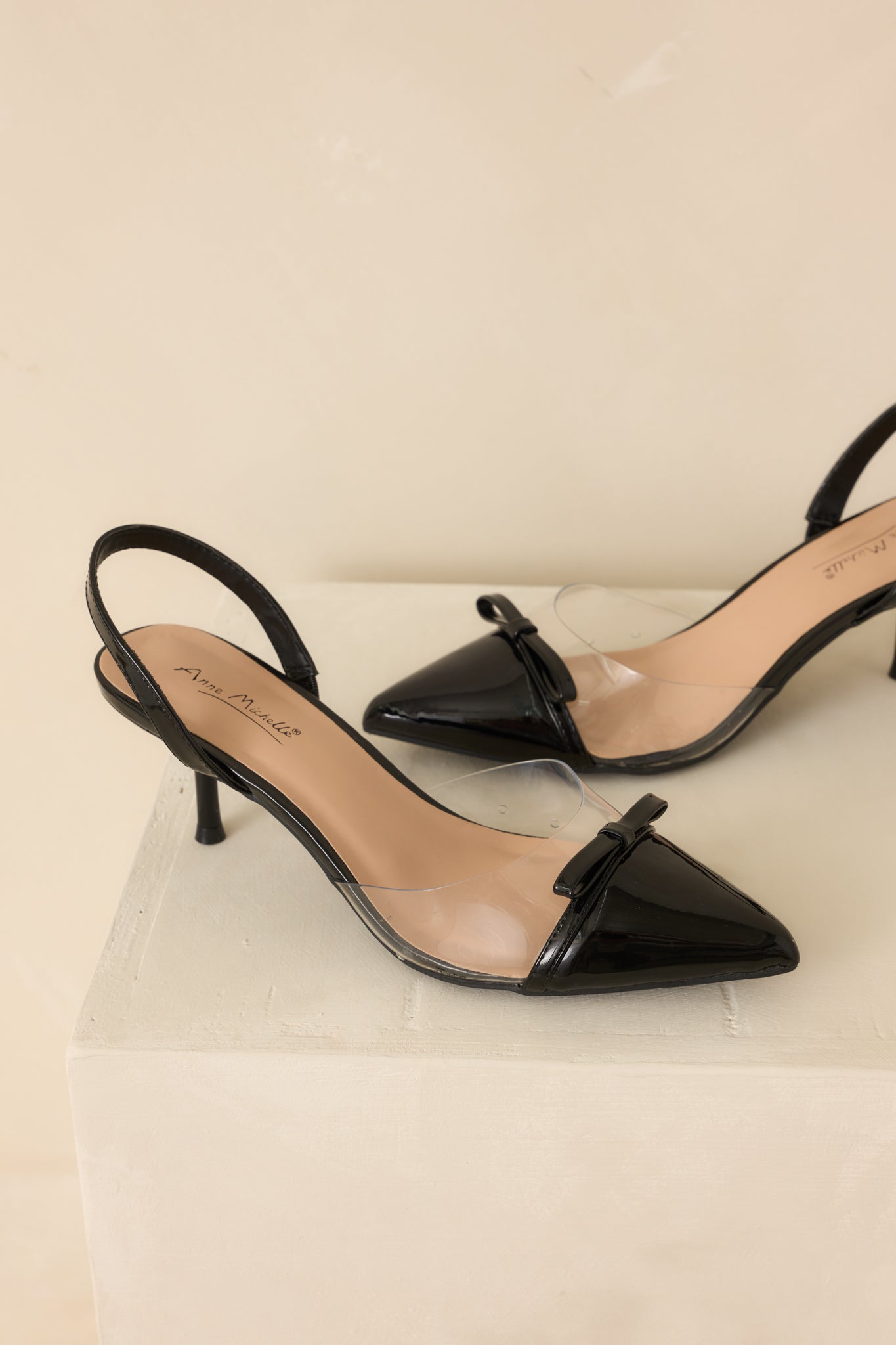 Elegant Lift Black Slingback Kitten Heels