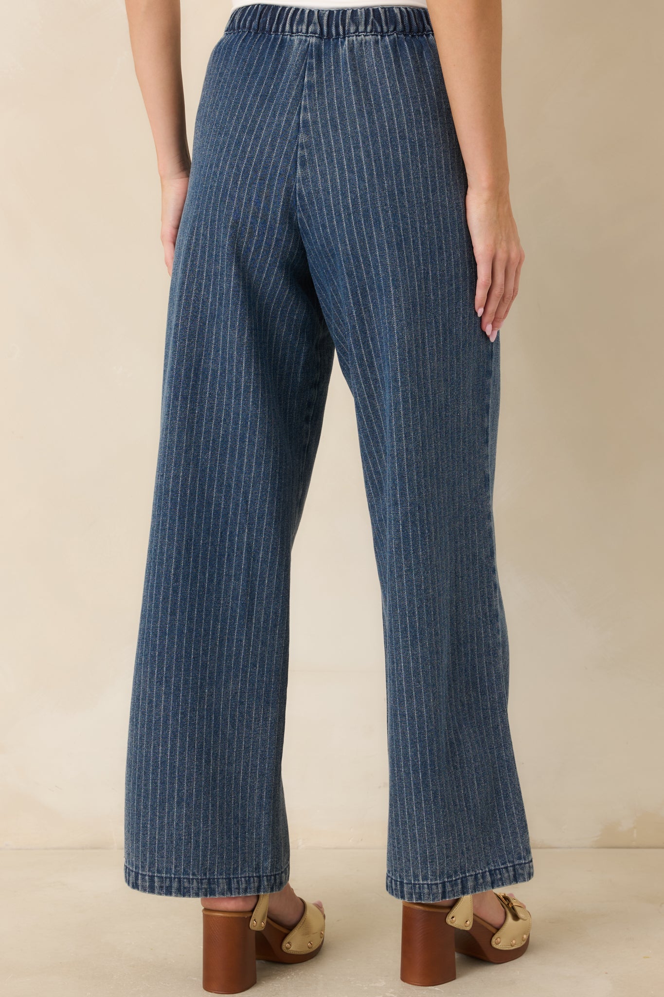 The County Line Indigo Stripe Cotton Denim Drawstring Pants