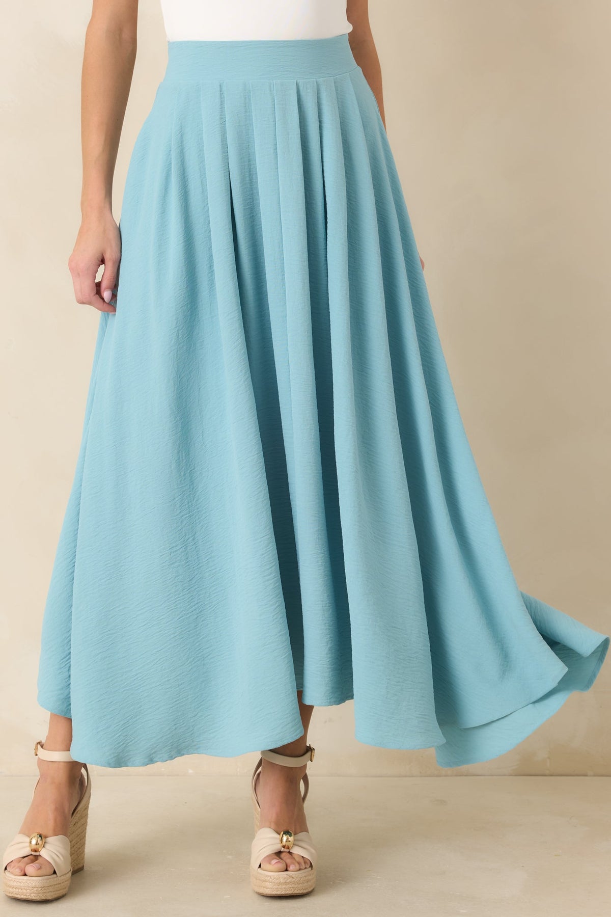 Ebb and Flow Turquoise Curved Hem Maxi Skirt