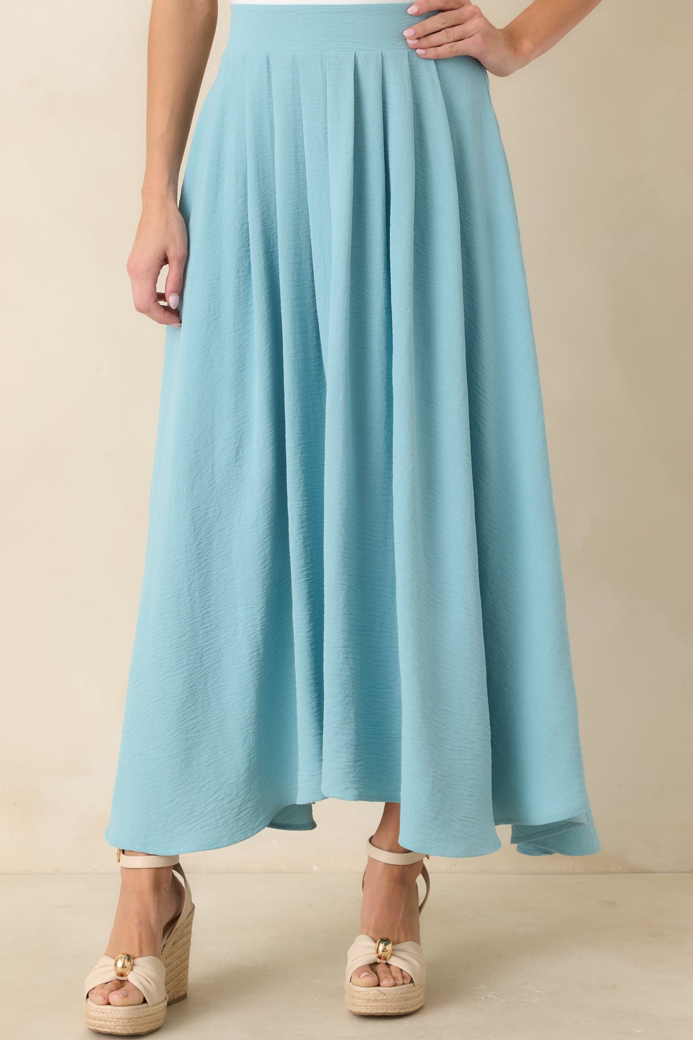 Ebb and Flow Turquoise Curved Hem Maxi Skirt
