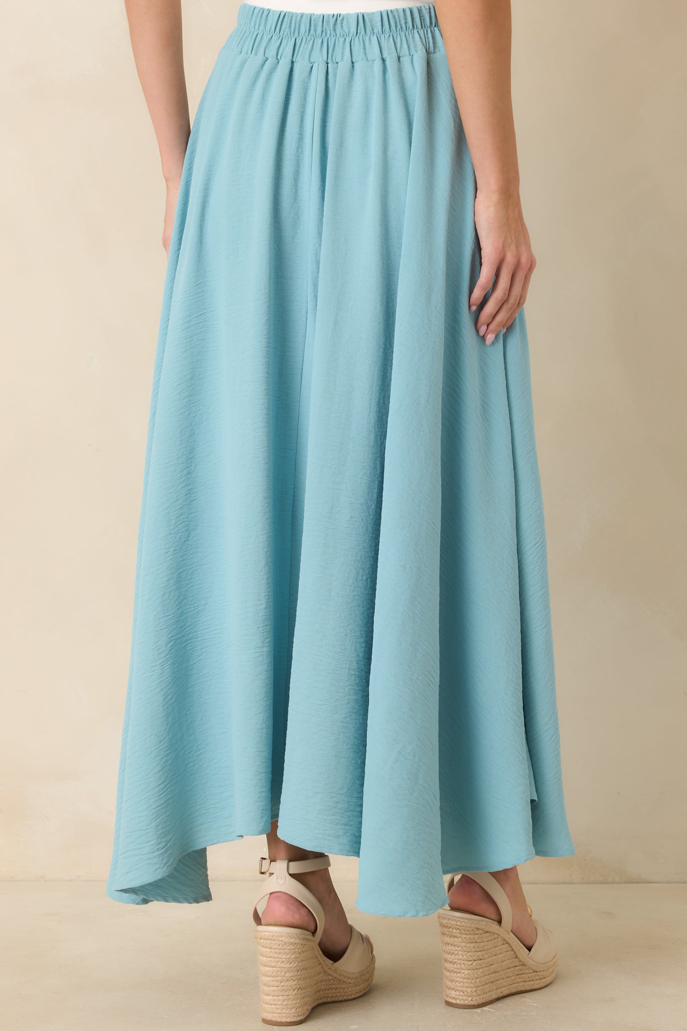 Ebb and Flow Turquoise Curved Hem Maxi Skirt