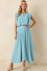 Ebb and Flow Turquoise Blouson Crop Top
