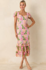 My Debut Lavender Embroidered Floral Midi Dress