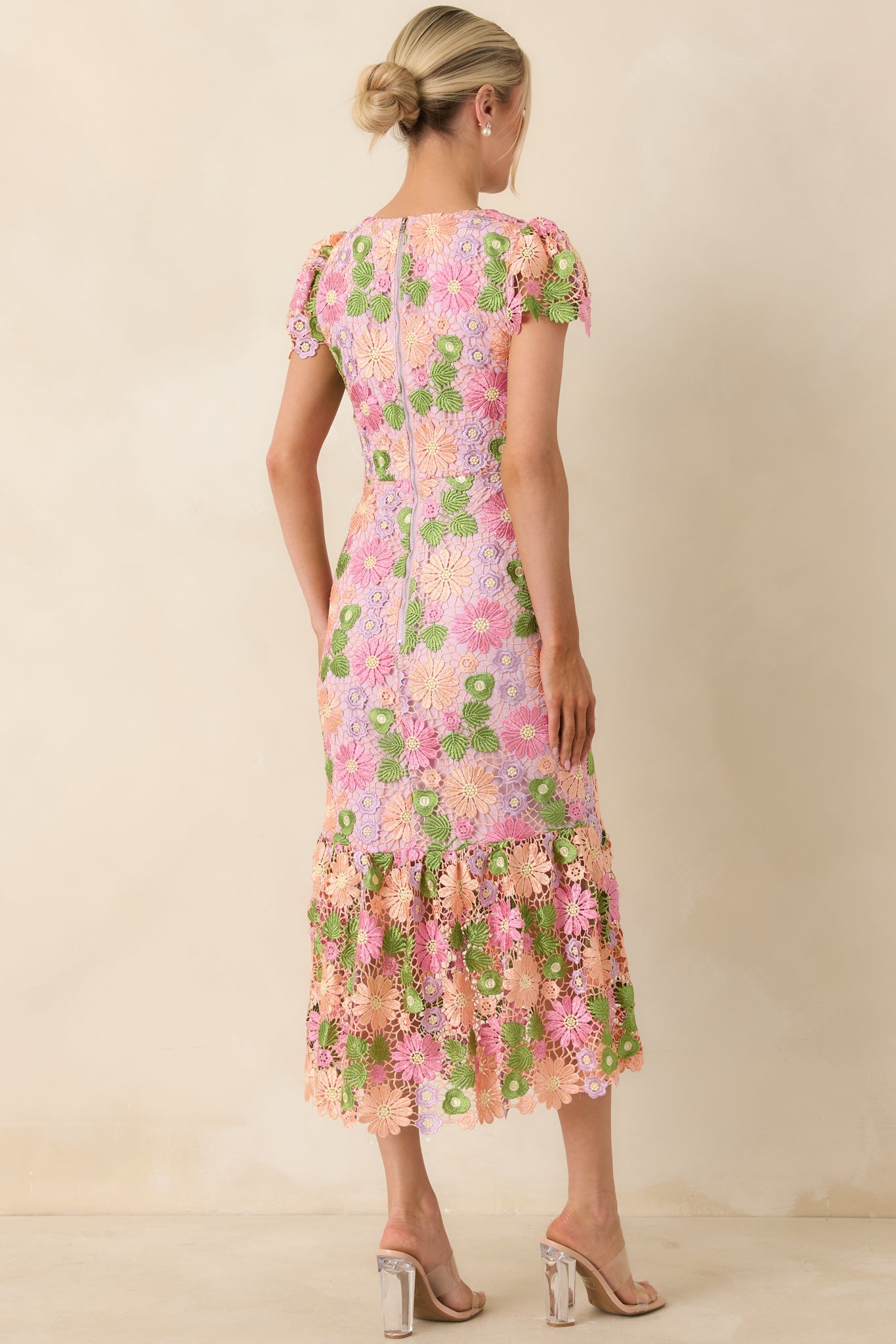 My Debut Lavender Embroidered Floral Midi Dress