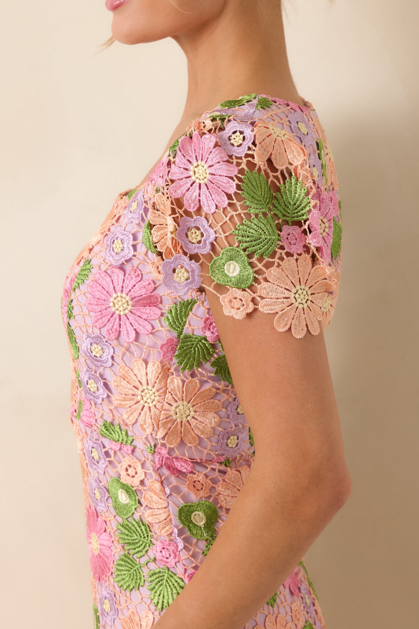 My Debut Lavender Embroidered Floral Midi Dress
