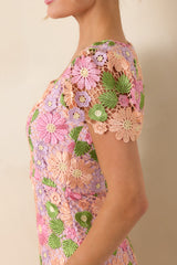 My Debut Lavender Embroidered Floral Midi Dress
