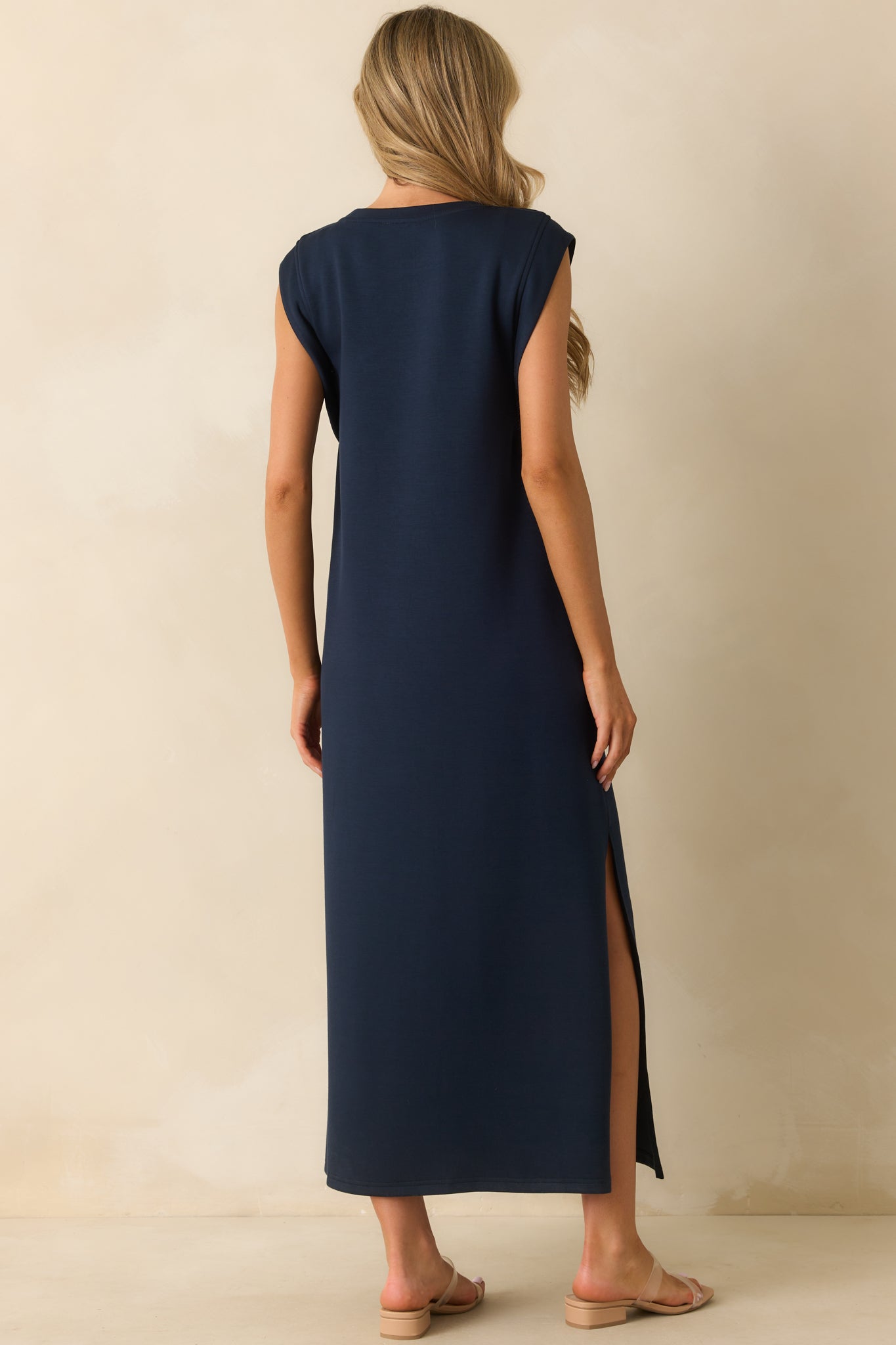 Between Now And Then Navy Cotton Sleeveless Maxi Dress