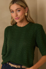 I Took My Chance Hunter Green Knit Short Sleeve Sweater