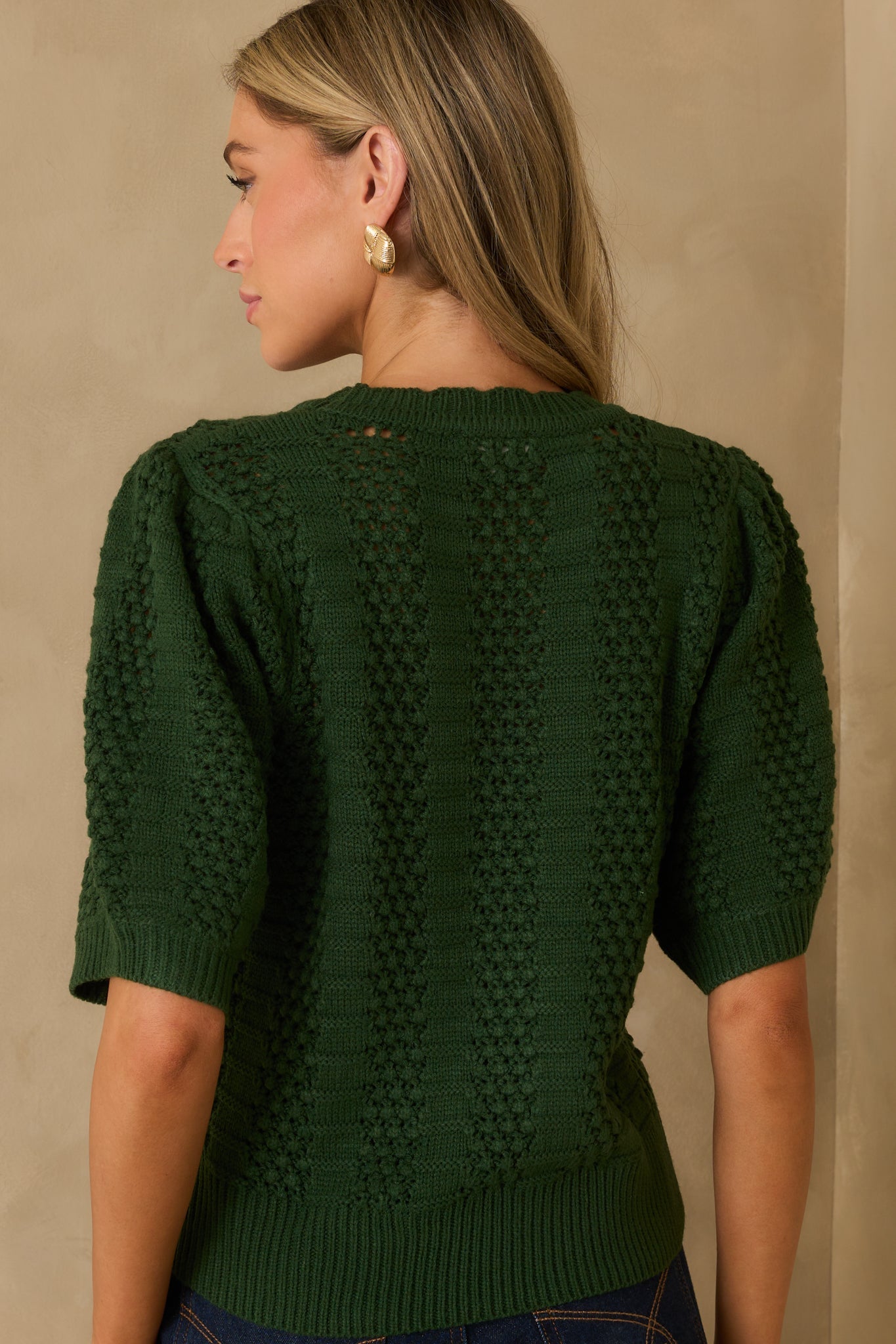 I Took My Chance Hunter Green Knit Short Sleeve Sweater