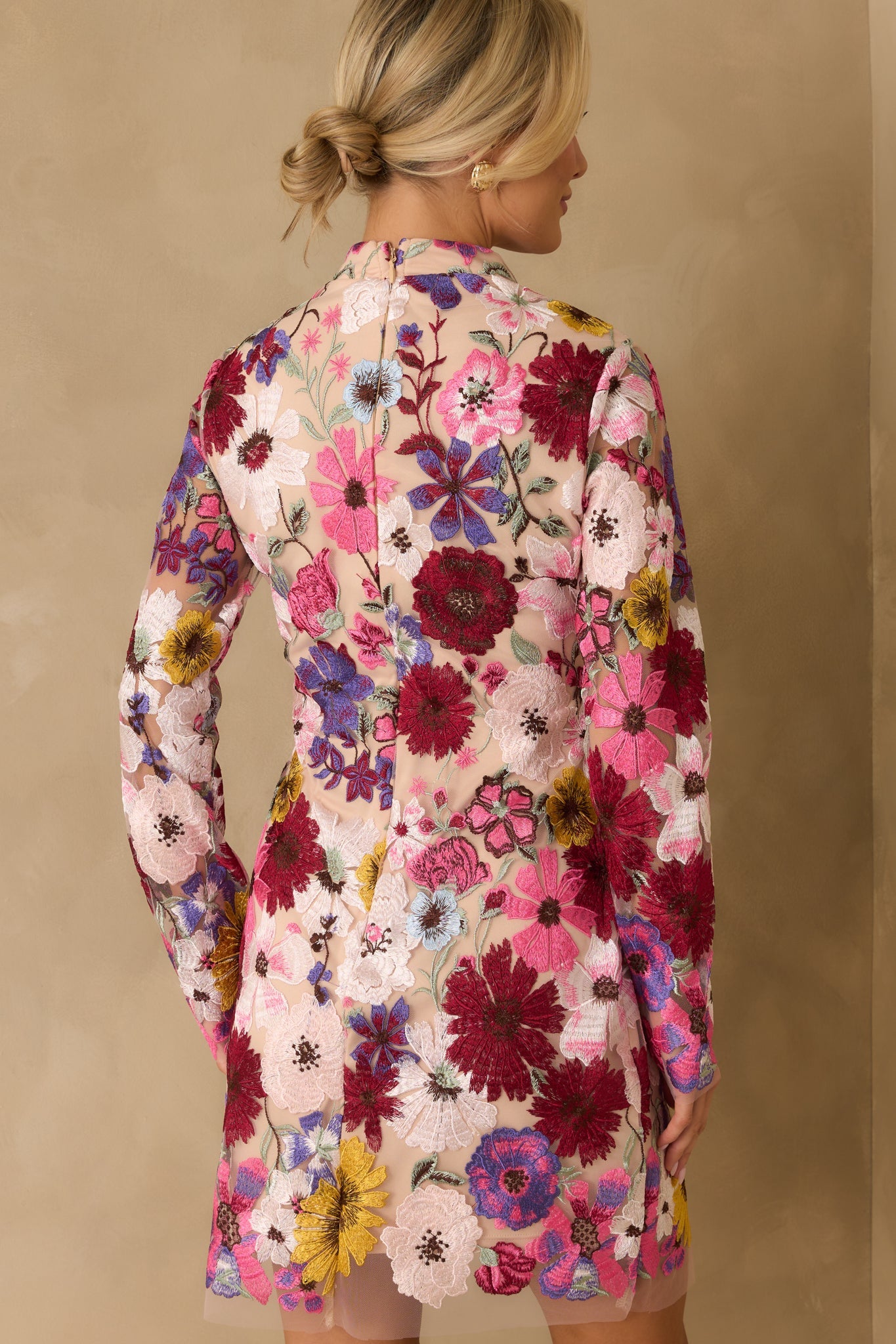 Petals Of Time Fuchsia Multi Floral Mini Dress