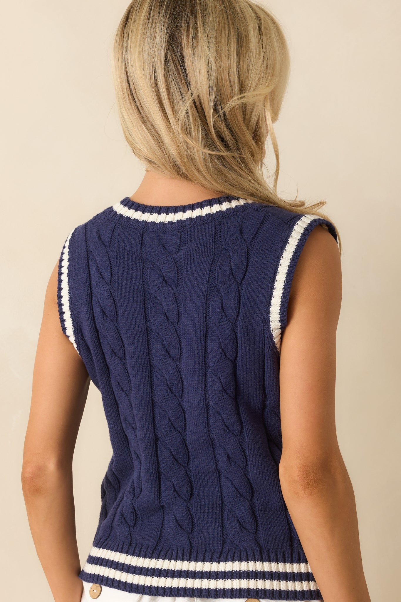 Let's Go For A Walk Navy Knit Sweater Vest