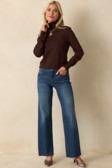 Comfortable Charm Dark Brown Turtleneck Sweater