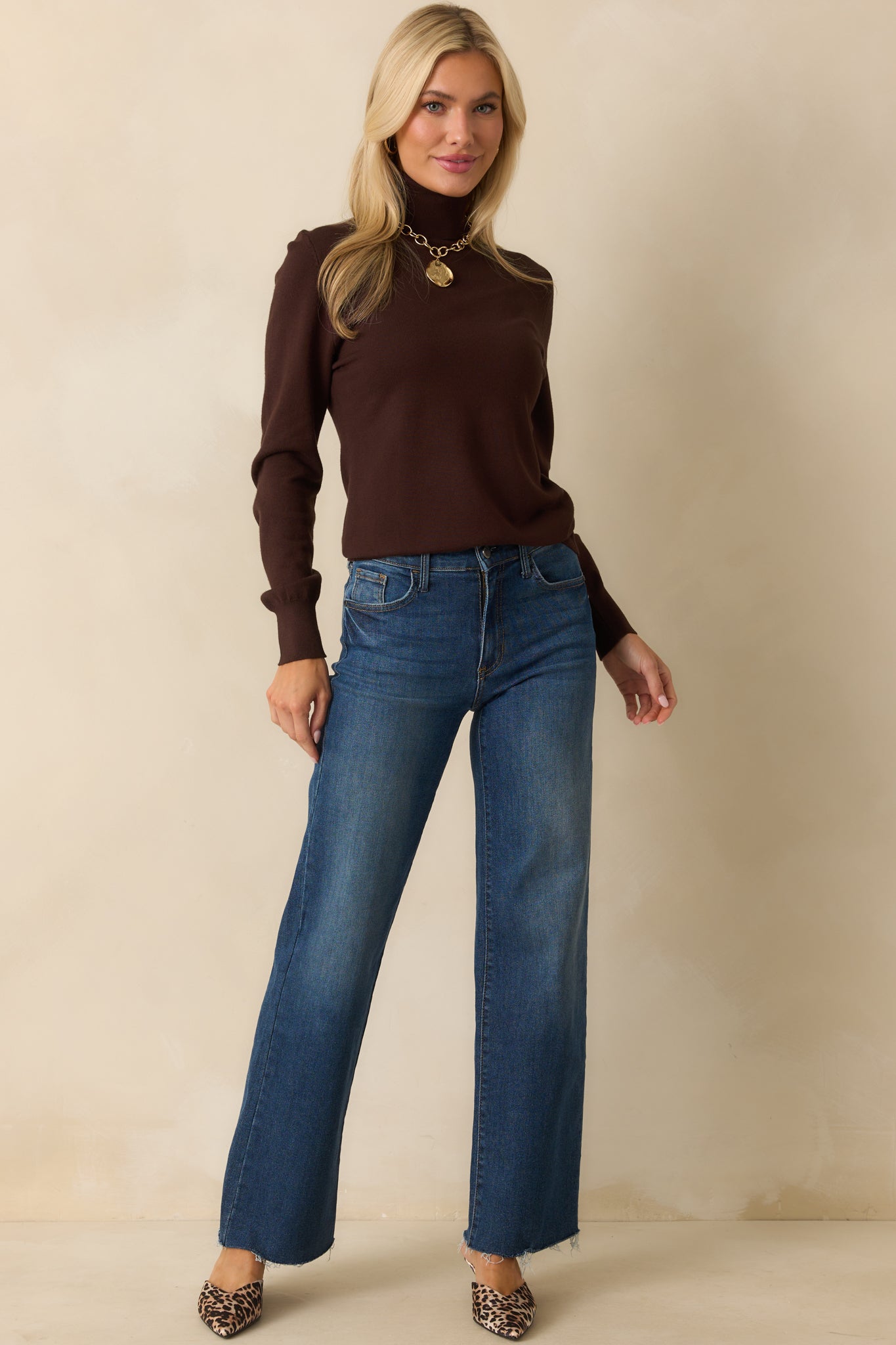 Comfortable Charm Dark Brown Turtleneck Sweater