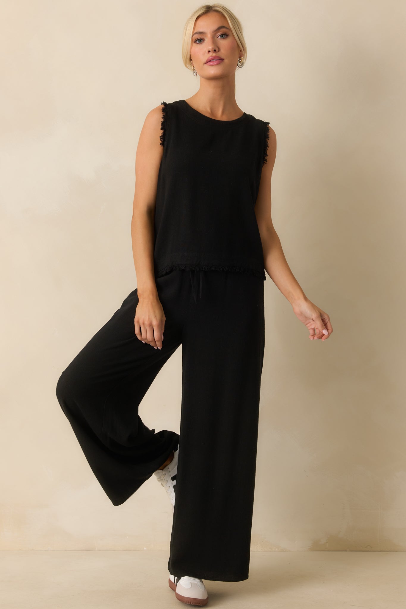 Pebble Pathway Black Tank Top