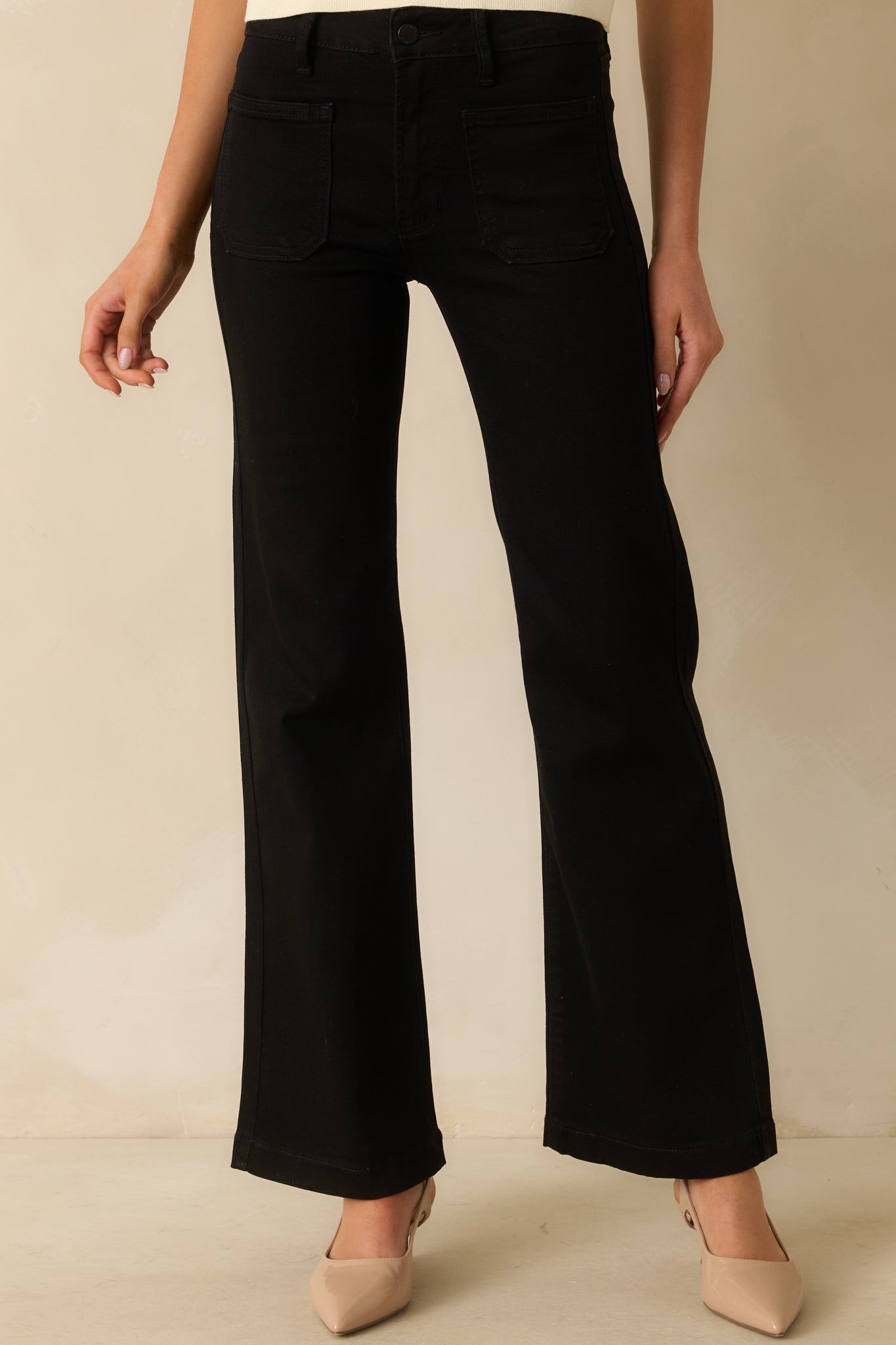 Never Let You Down Black Cotton High Waisted Flare Jeans