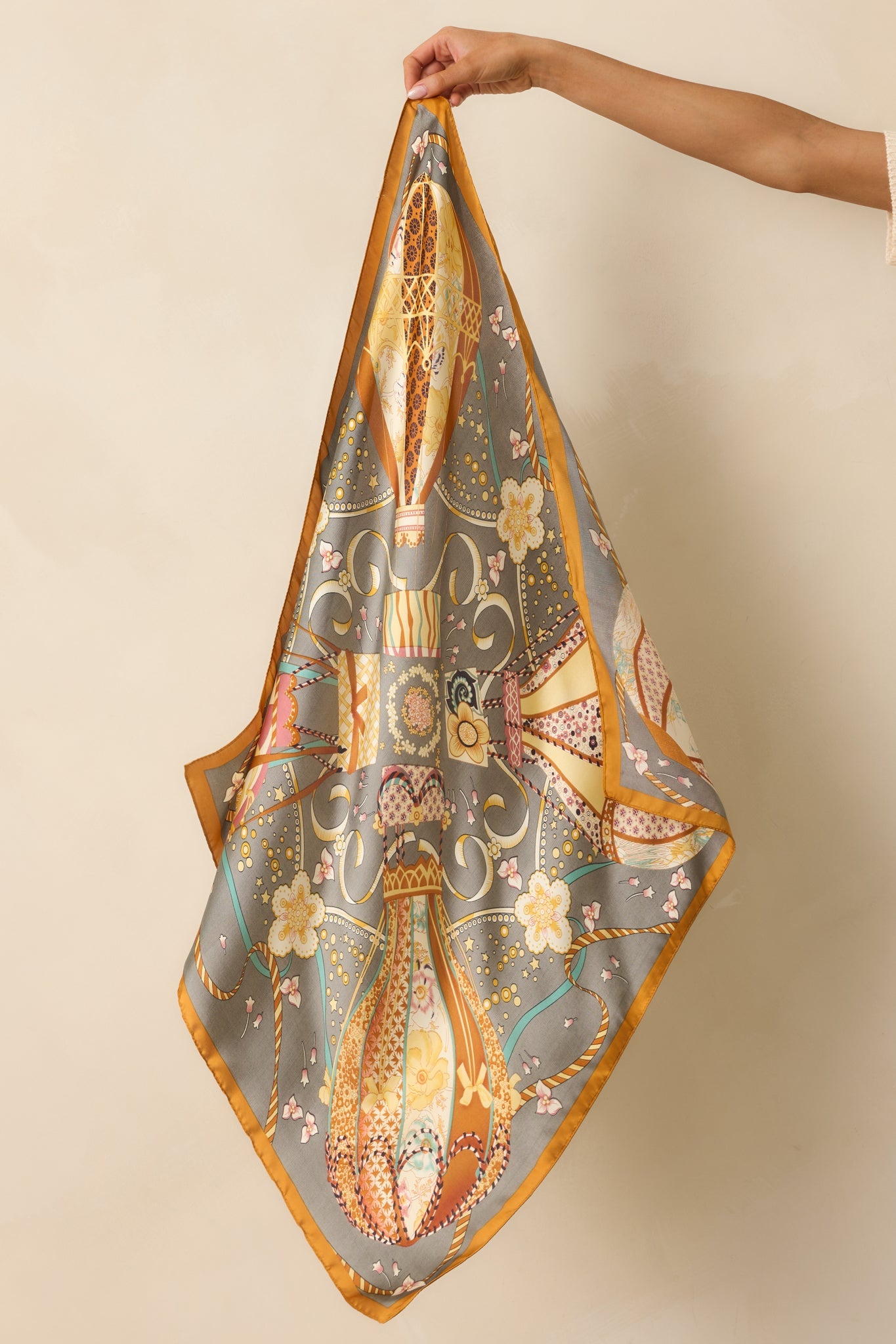 Little Too Late Slate Grey Multi Print Scarf