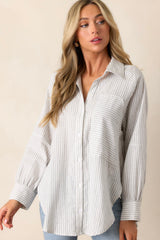 Timeless Flow Cotton Grey Button Front Top