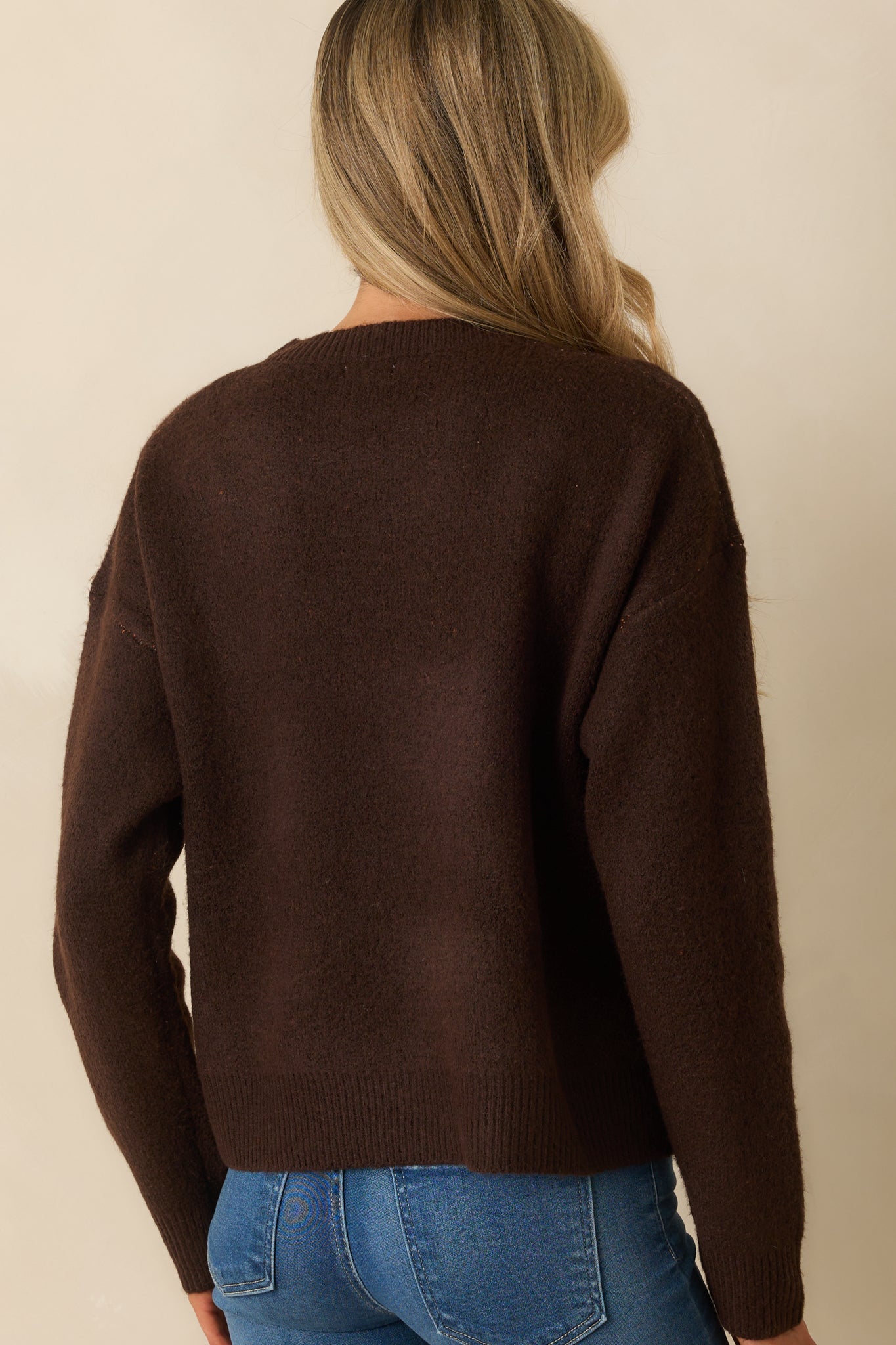 Kept In Comfort Chocolate Brown Fox Graphic Knit Sweater