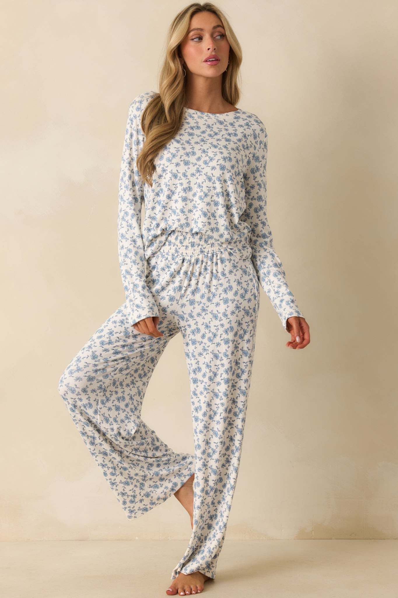 Z Supply Blue Dawn Smocked Ditsy Floral Pants