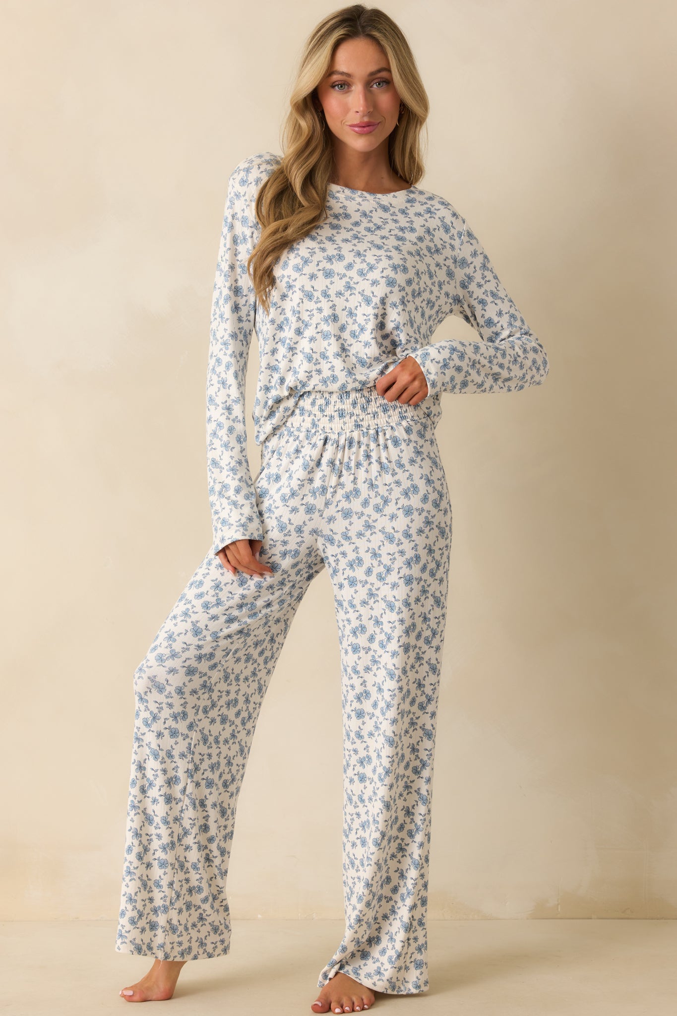 Z Supply Blue Dawn Smocked Ditsy Floral Pants