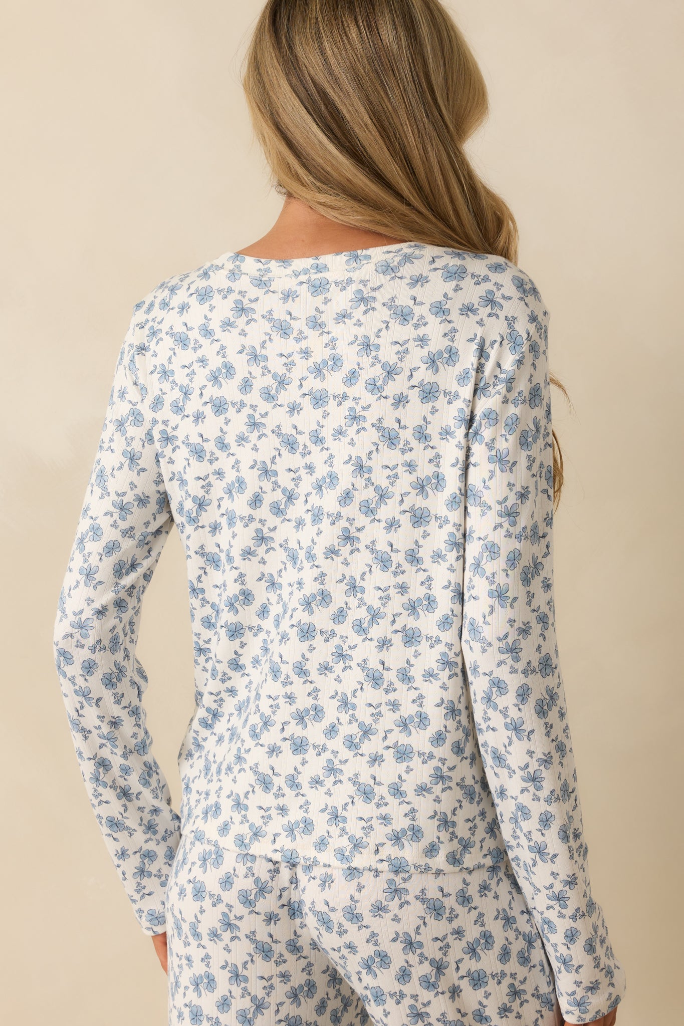 Z Supply Blue Home Town Ditsy Floral Long Sleeve Top