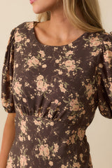 Into The Garden Chocolate Brown Multi Floral Print Maxi Dress