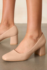 Timeless Elegance Beige Block Heels