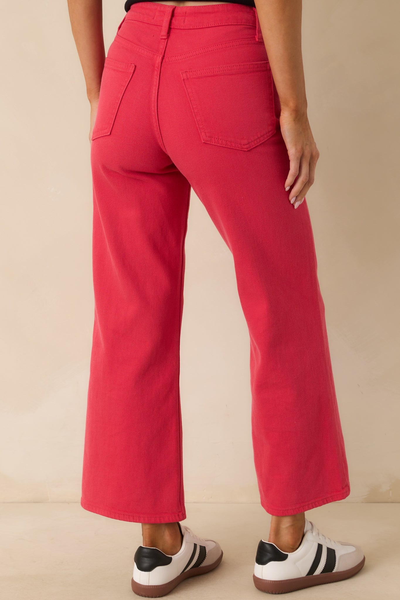 Into The Clouds Red Cropped Wide Leg Jeans