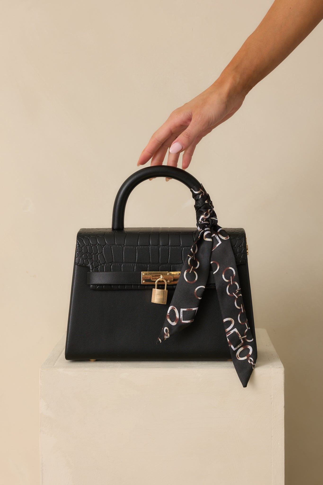 Same Time Tomorrow Black Faux Leather Structured Handbag