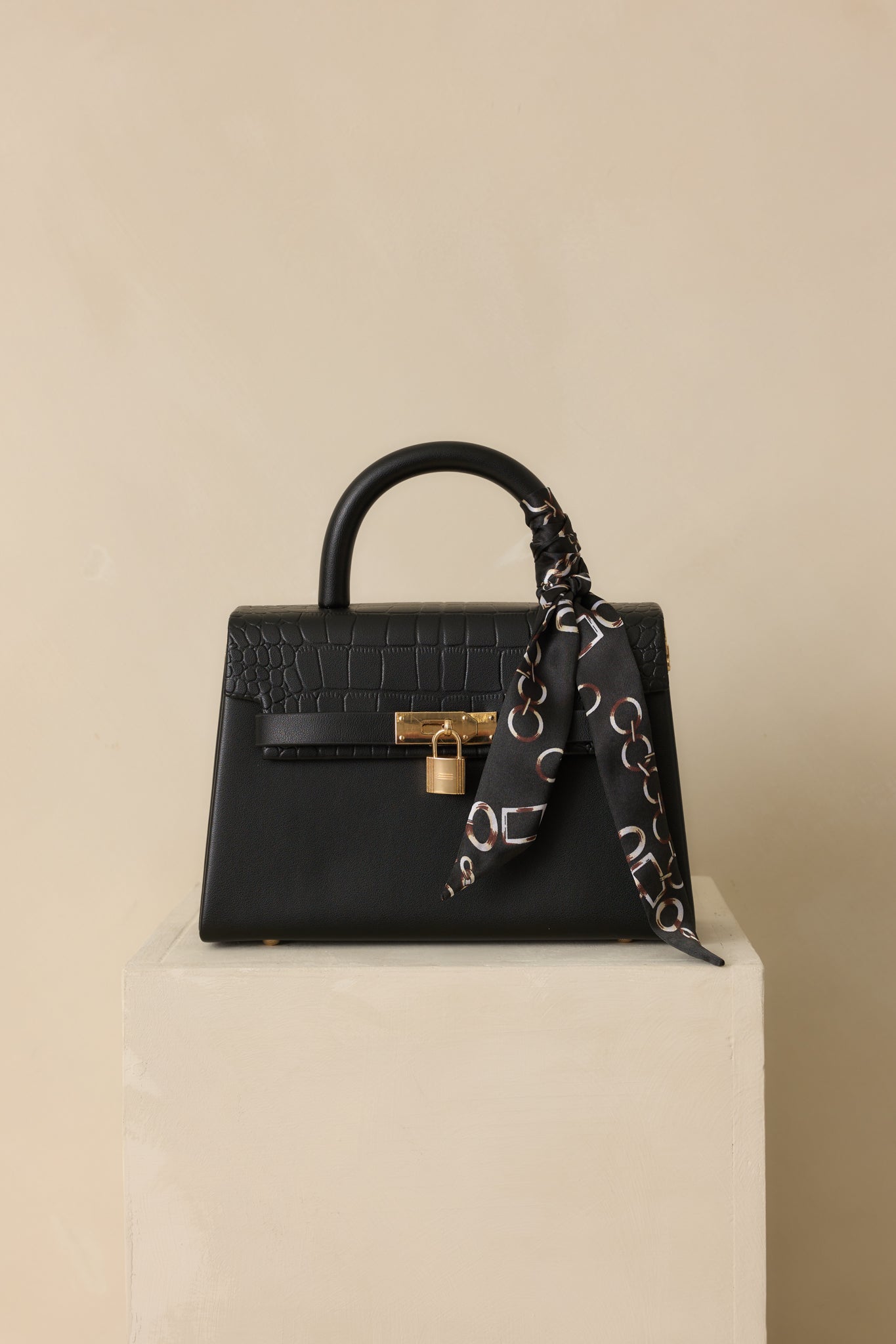 Same Time Tomorrow Black Faux Leather Structured Handbag