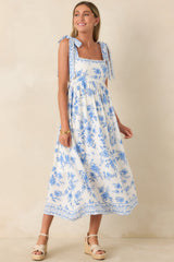 Where Grace Grows Blue Floral Tie Strap Maxi Dress