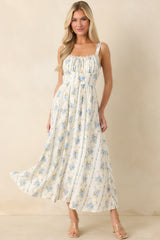 Daisy Chain Darling Light Blue Floral Print Midi Dress