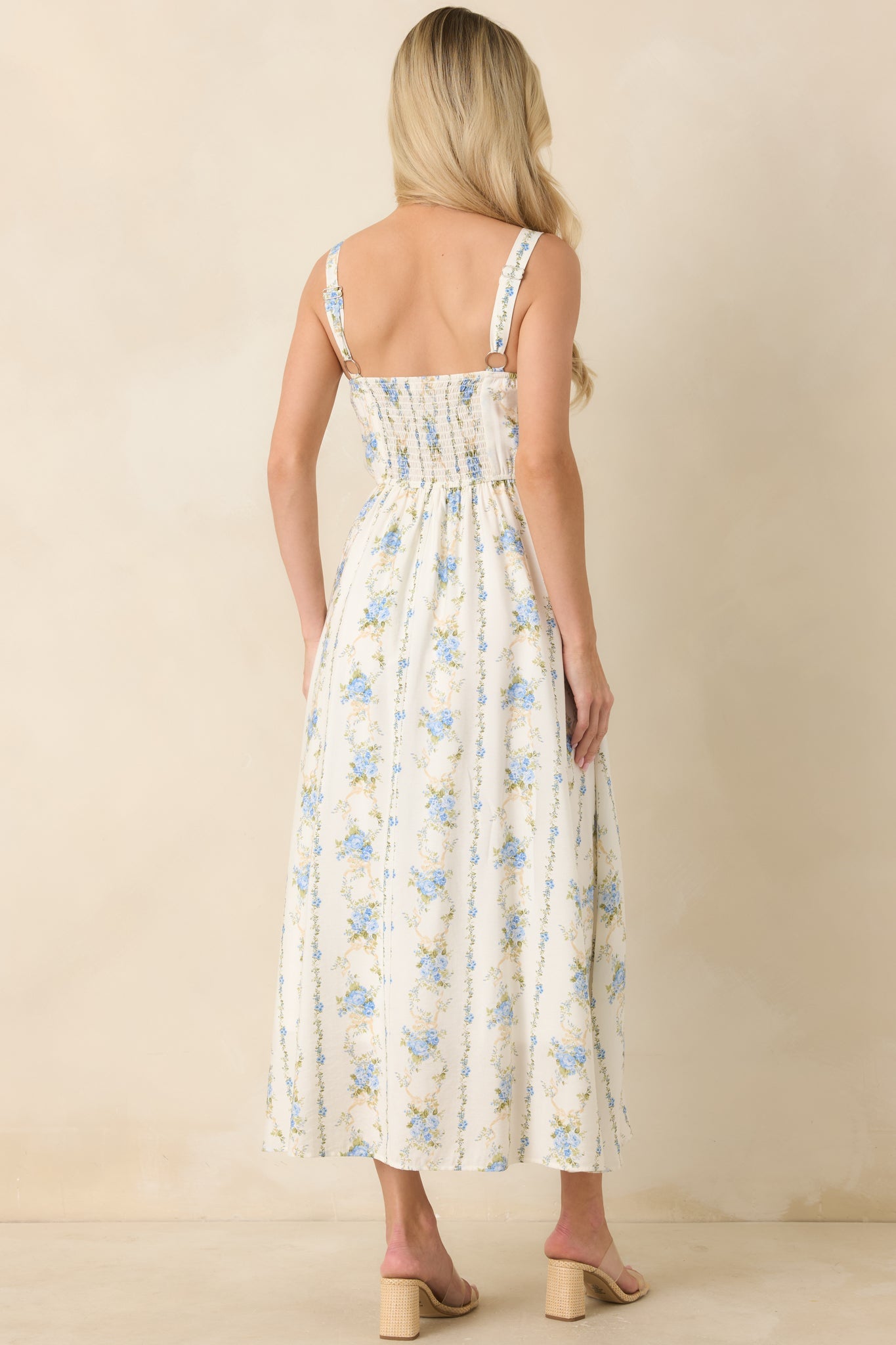 Daisy Chain Darling Light Blue Floral Print Midi Dress