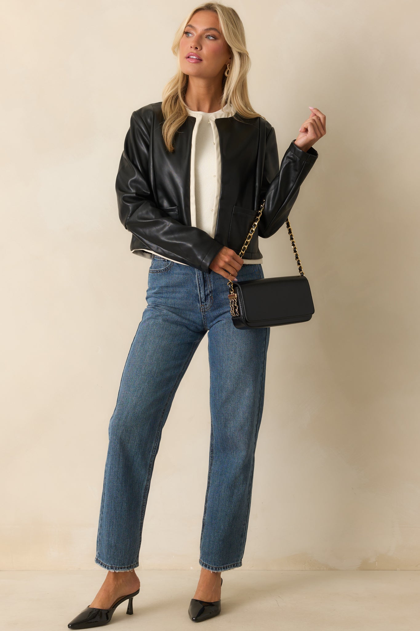 Time For Something New Black Faux Leather Jacket