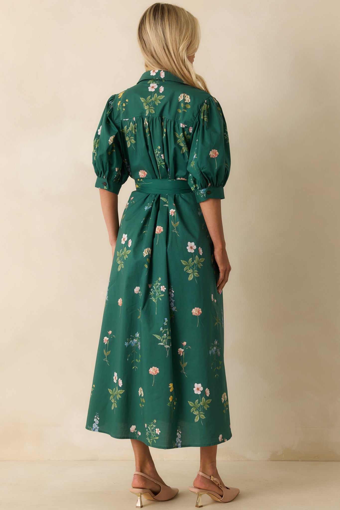 A Better Idea Forest Green Multi Floral Print Cotton Maxi Dress