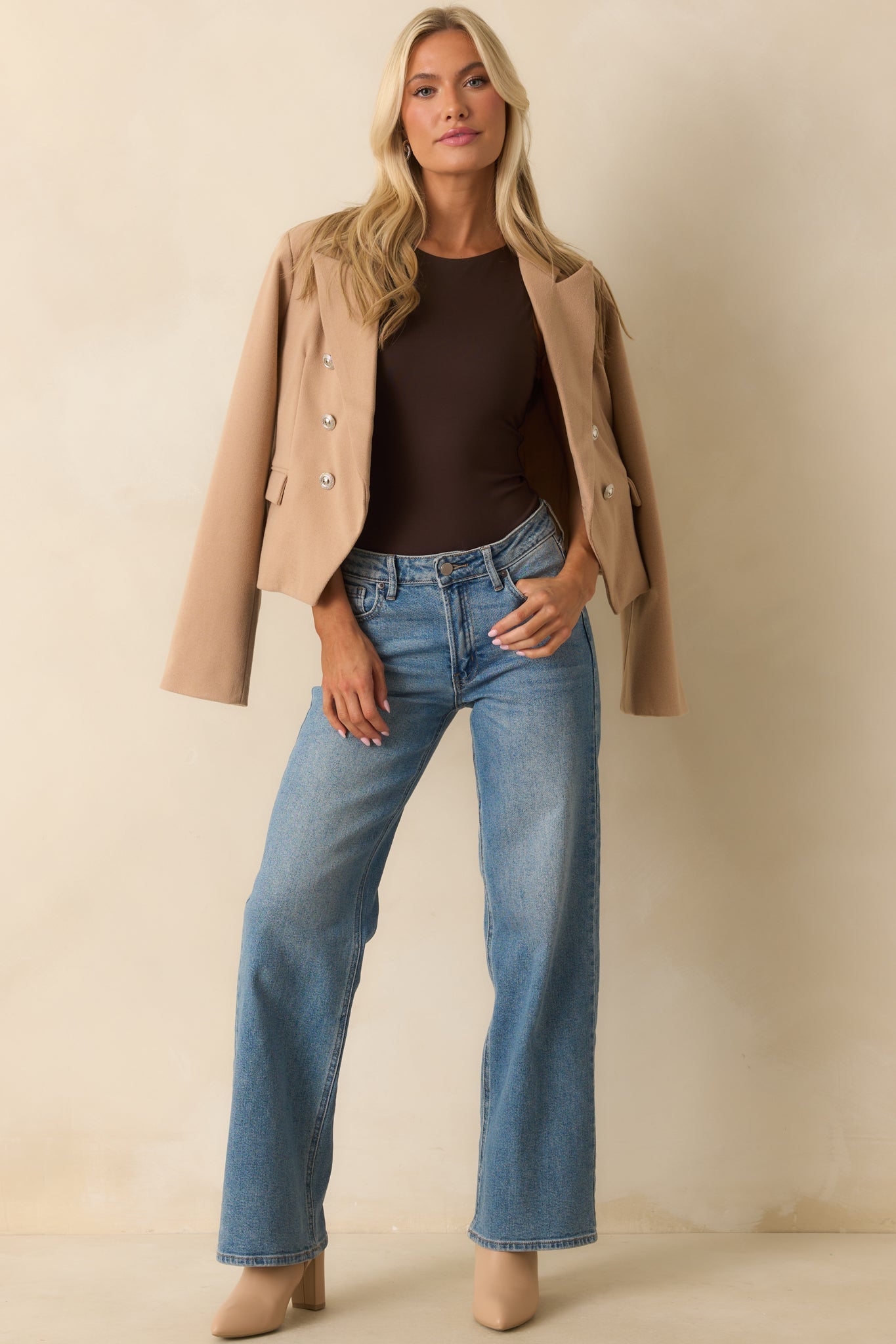 Chasing Stars Tan Ponte Blazer