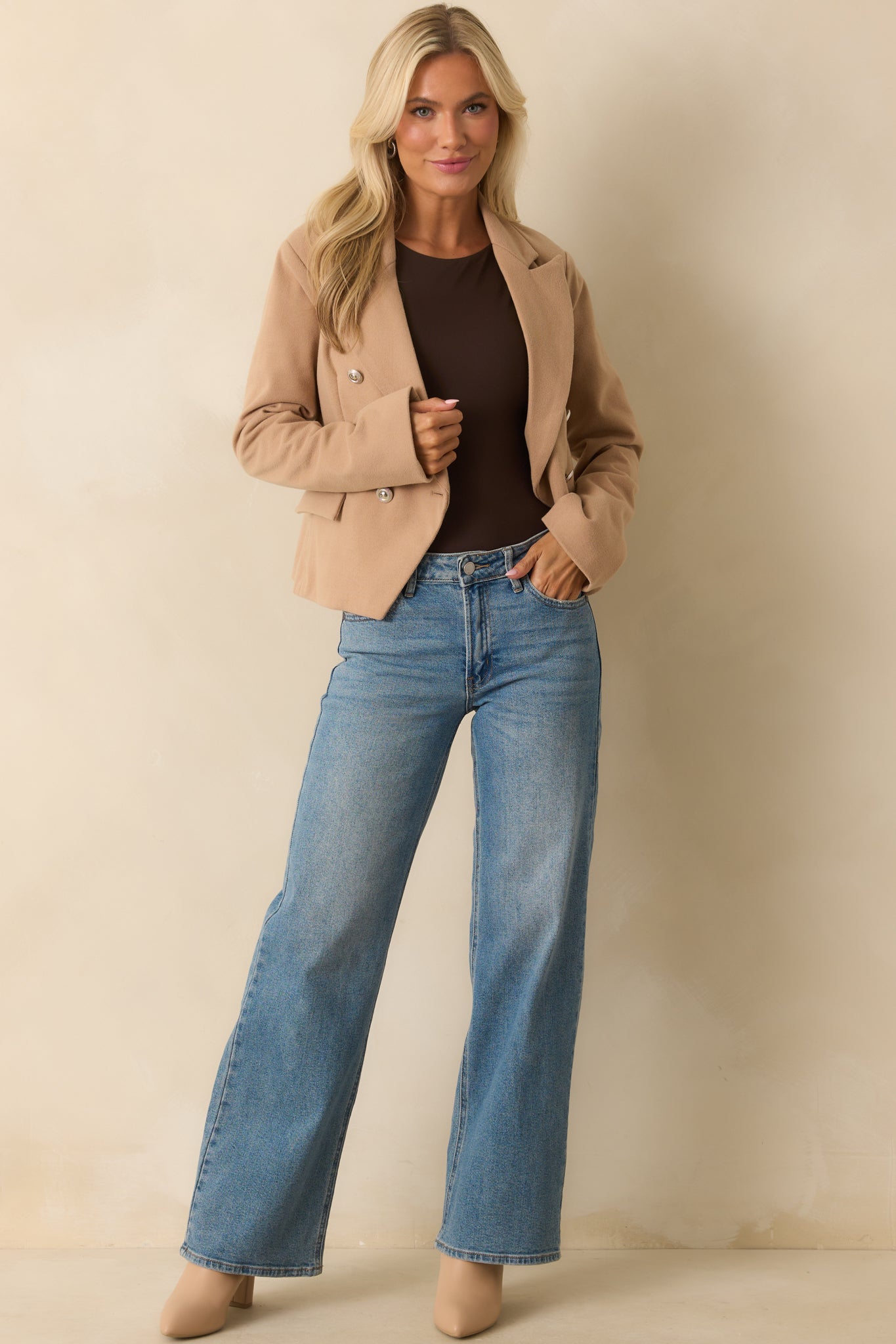 Chasing Stars Tan Ponte Blazer