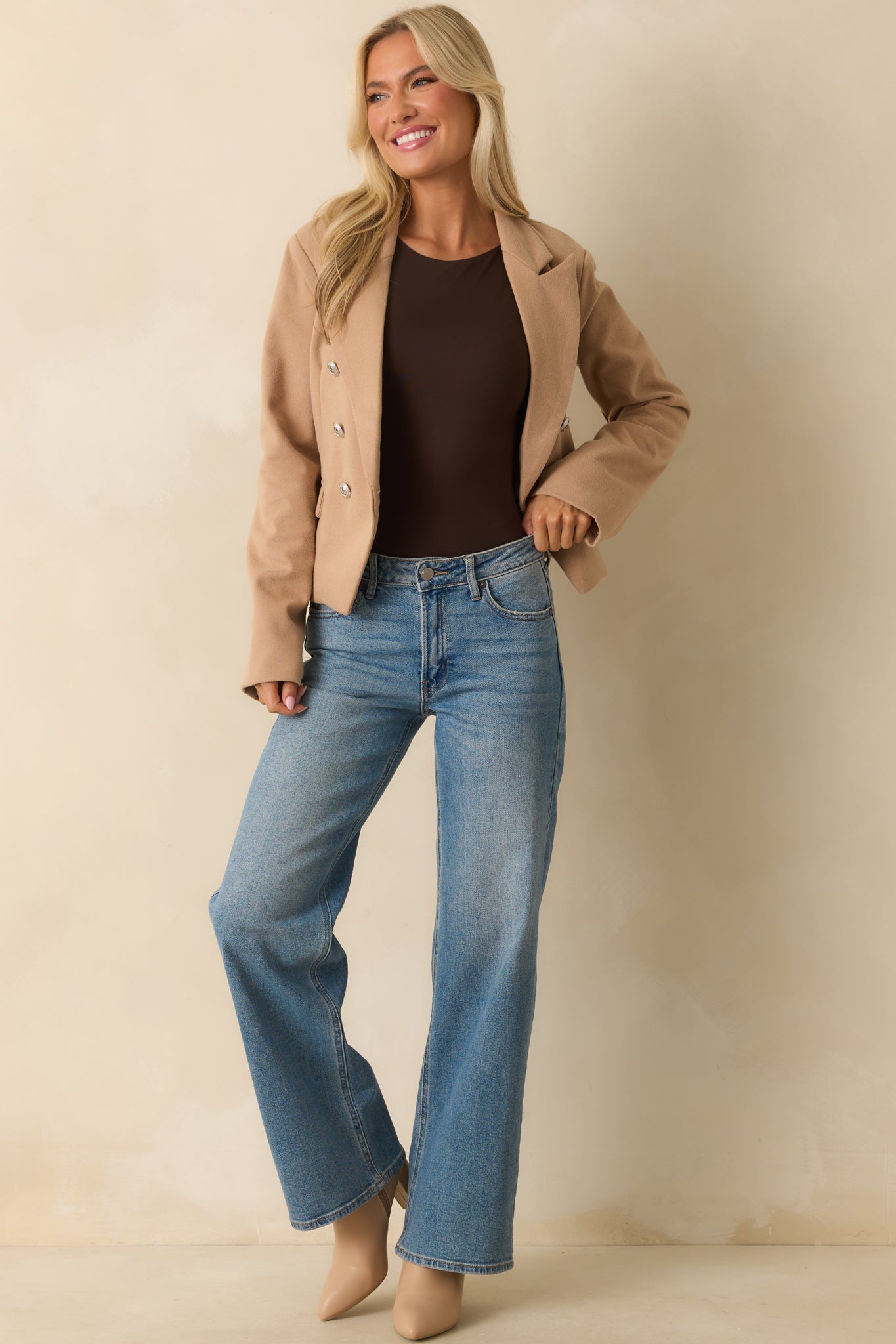 Chasing Stars Tan Ponte Blazer