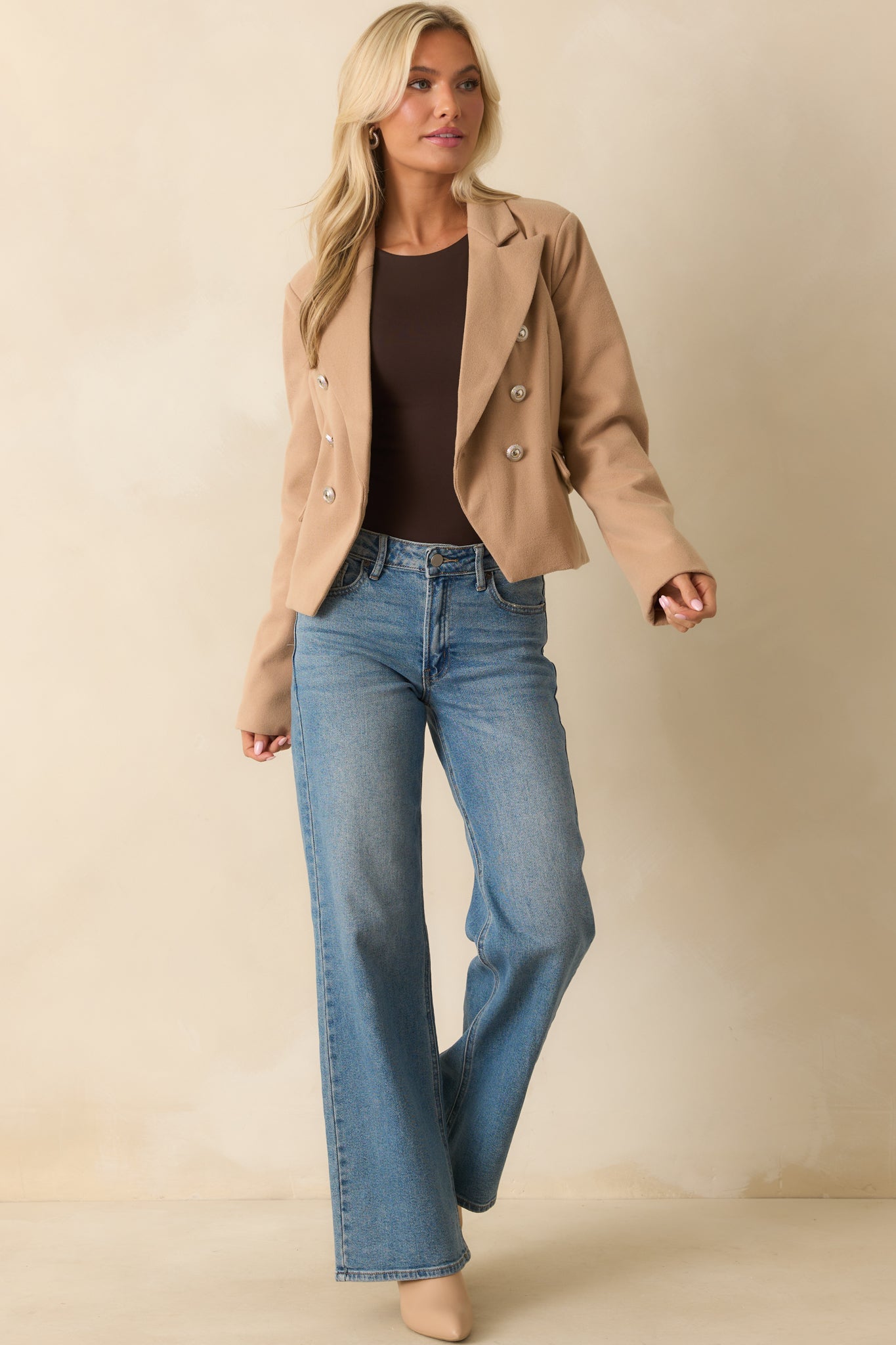 Chasing Stars Tan Ponte Blazer