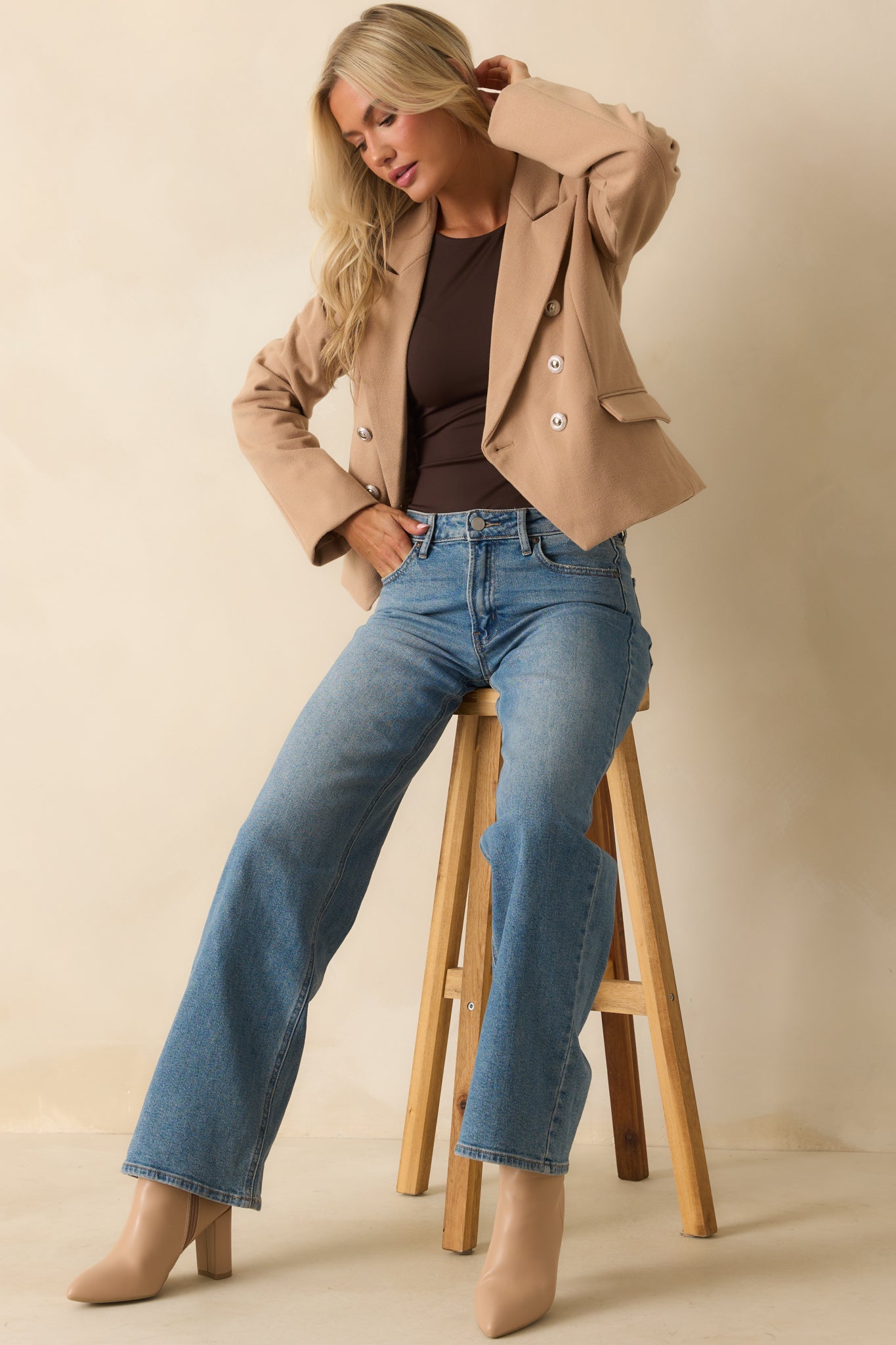 Chasing Stars Tan Ponte Blazer