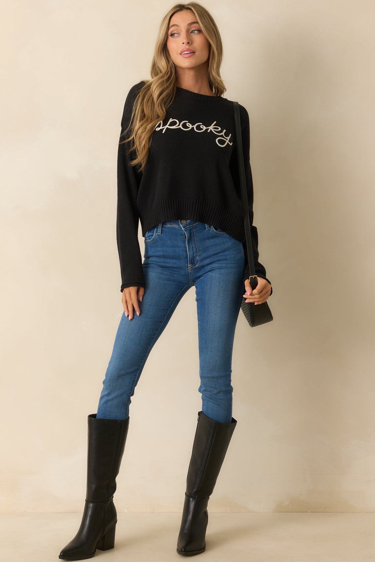 Z Supply Black Knit Cotton Sienna Spooky Sweater