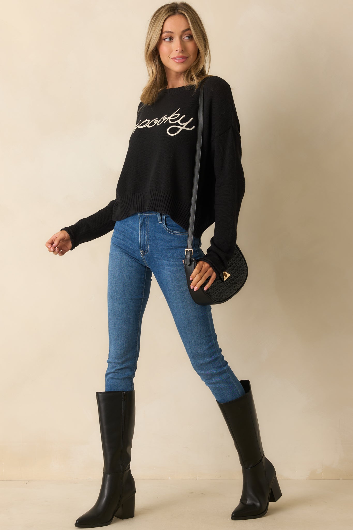Z Supply Black Knit Cotton Sienna Spooky Sweater