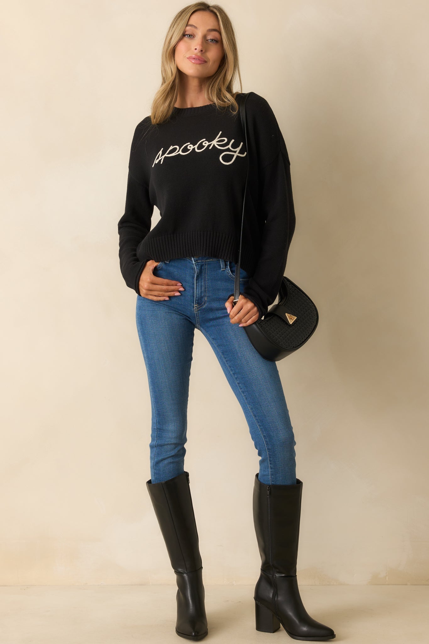 Z Supply Black Knit Cotton Sienna Spooky Sweater