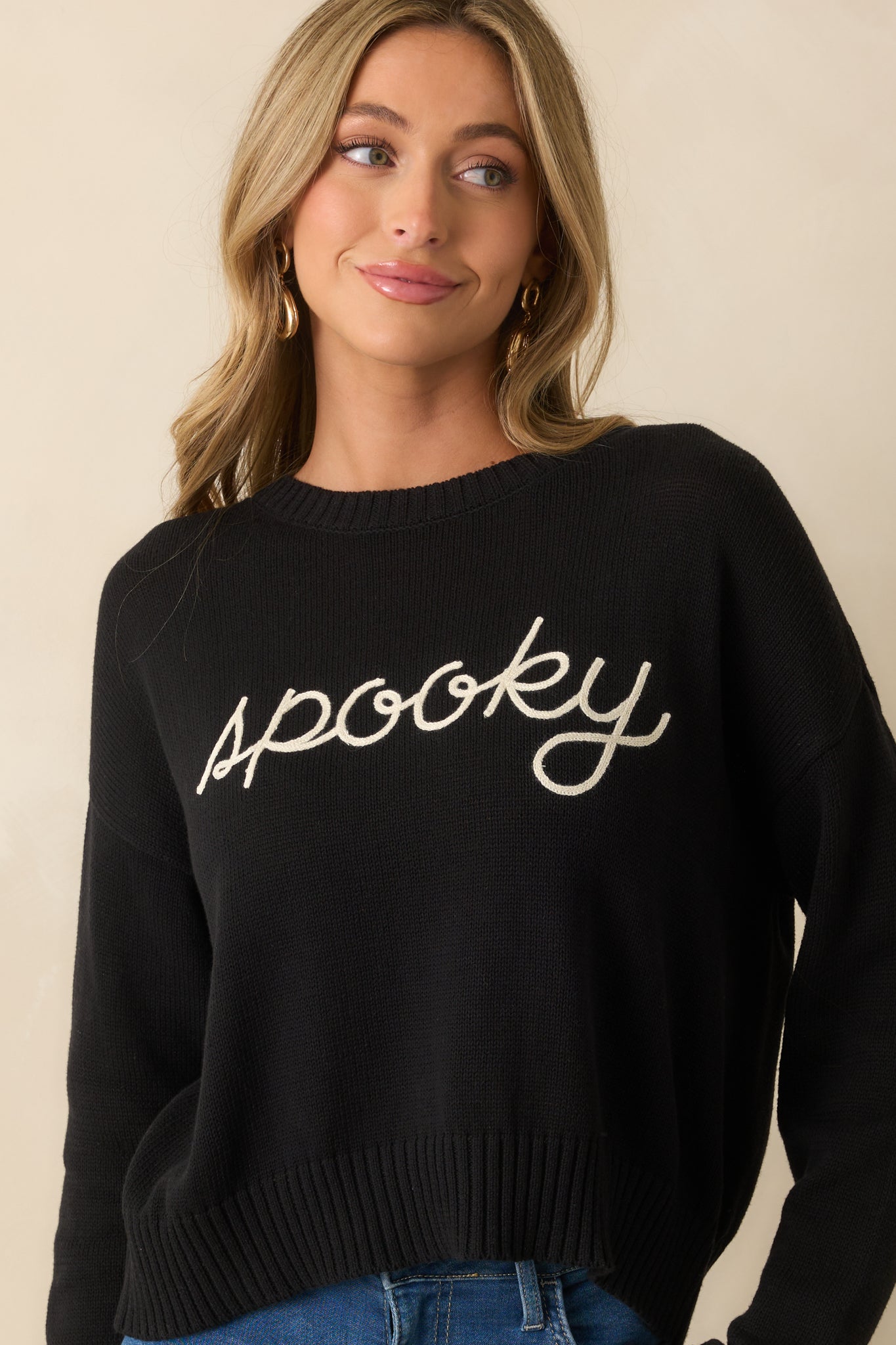 Z Supply Black Knit Cotton Sienna Spooky Sweater