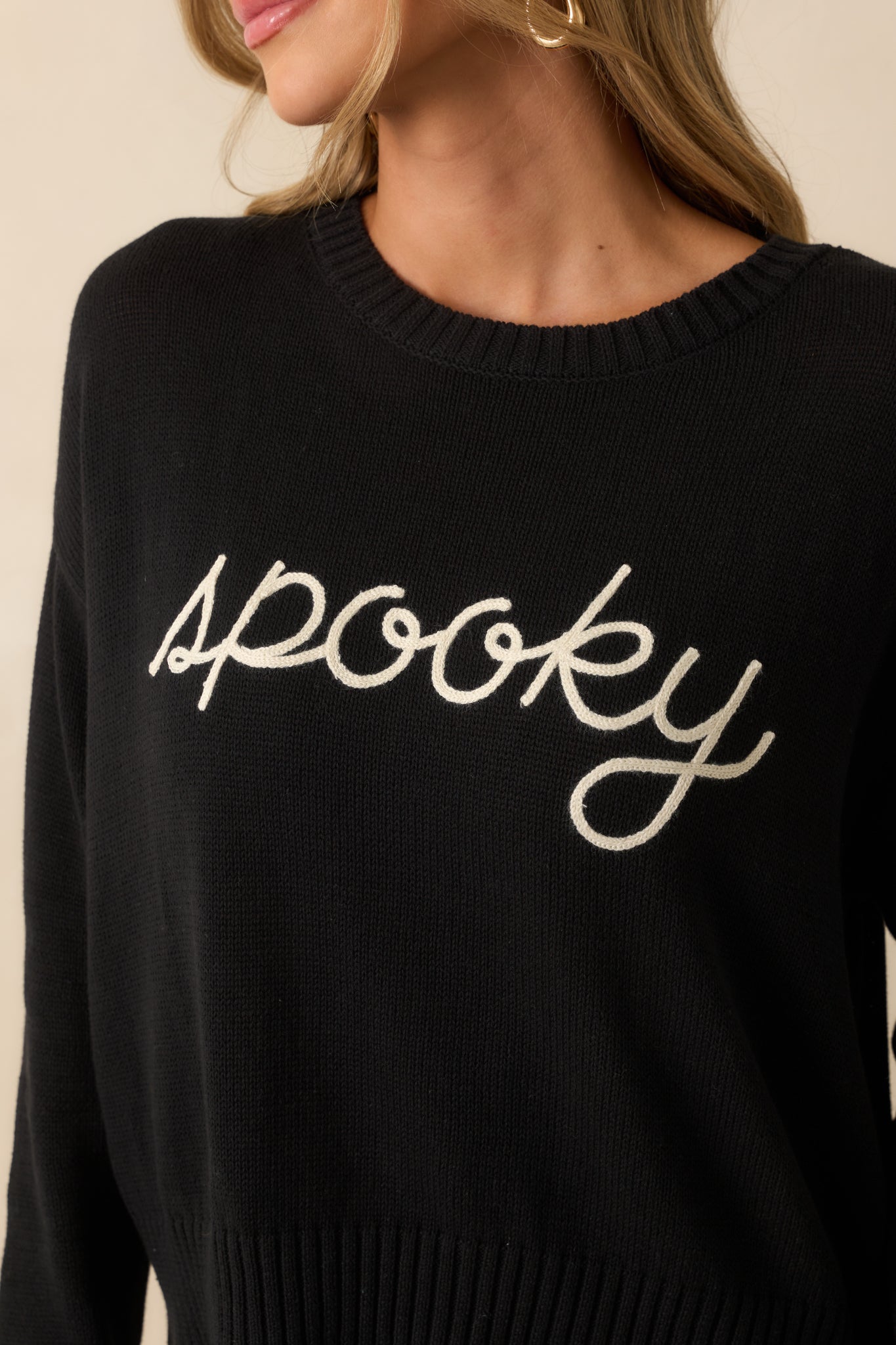Z Supply Black Knit Cotton Sienna Spooky Sweater
