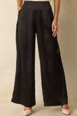 Gotta Love It Black Satin Wide Leg Pants