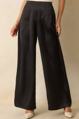 Gotta Love It Black Satin Wide Leg Pants
