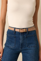 Thought You'd Notice Beige Faux Leather Belt