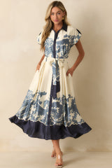 Nothing Left To Say Navy Multi Print Contrast Trim Maxi Dress